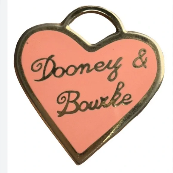 Dooney & Bourke Pink Enameled Heart Purse Charm Hang Tag Replacement Vintage - Picture 2 of 6